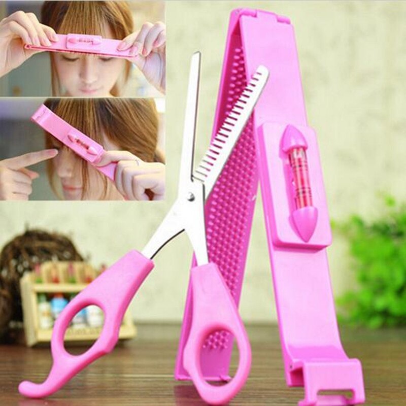 2 Stks/partij Professionele Kapper Gereedschap Diy Haar Snijden Snoeien Pony Kappers Schaar Met Liniaal Voor Vrouwen Kapper Benodigdheden