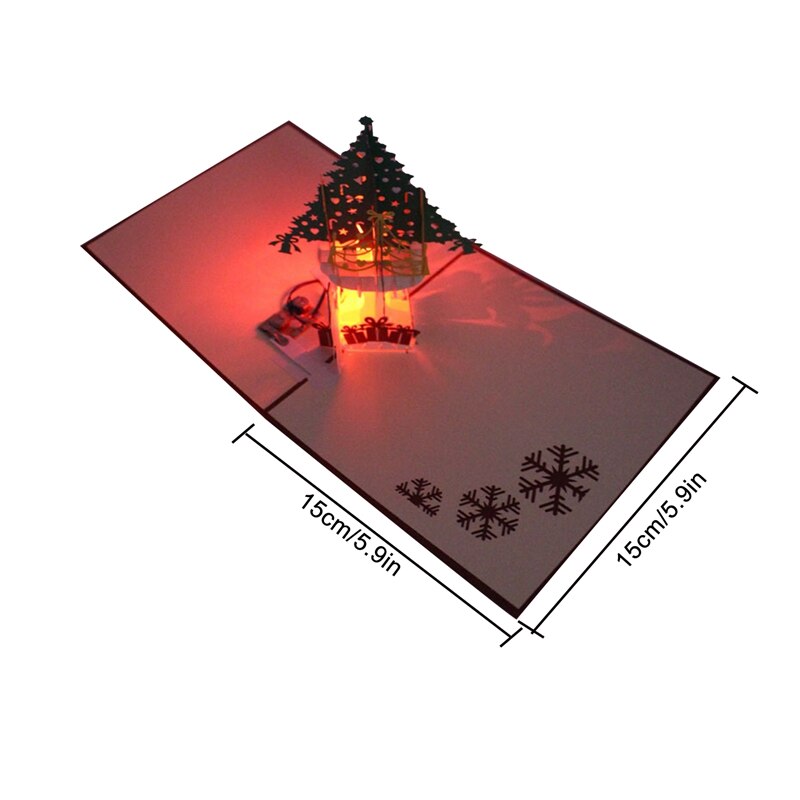 Weihnachten 3D Pop hoch Grußkarten LED Licht Musik Karte Mit Umschlag Postkarten Für Weihnachten Dekoration