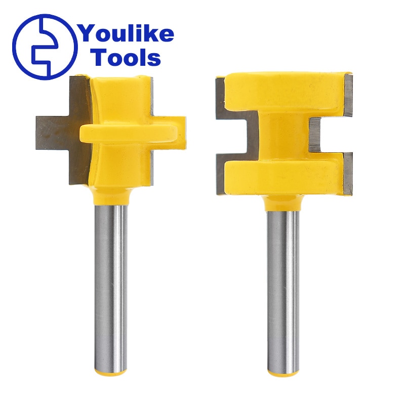 2 Stuks 6Mm 6.35Mm Schacht T-Slot Vierkante Tand Tenon Frees Carving Mes Frezen Voor hout Tool Houtbewerking