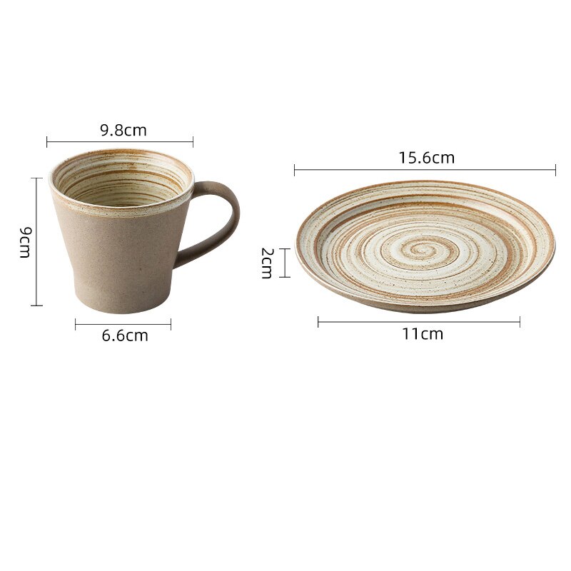 Handmade Retro Coffee Cup Stoneware Coffee Cup and Saucer Set Art Cup and Saucer Dessert Milk Water Cup Breakfast Cup: B