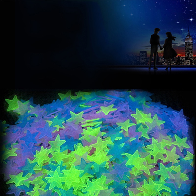 Étoiles lumineuses en 3D créatives 100 pièces | Décor amovible pour Art Mural, décoration de chambre de bébé, fête de jardin