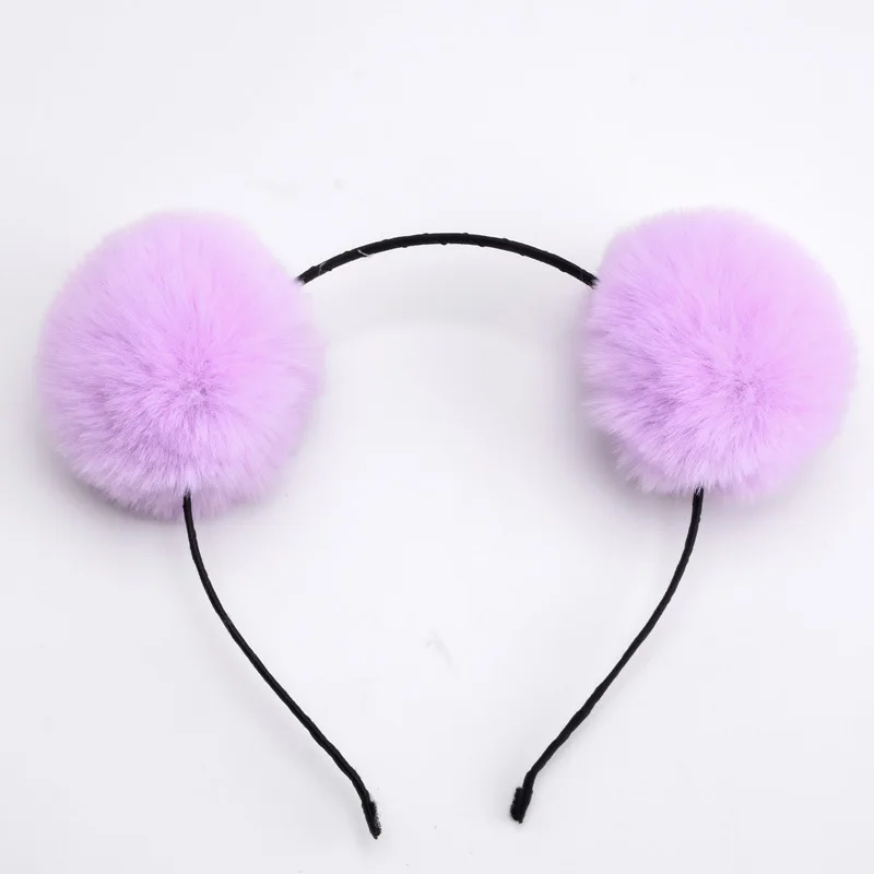 Schattige pomponbal oortjes pluizige balletjes leuke haarband haarband mooie haaraccessoires: Blauw