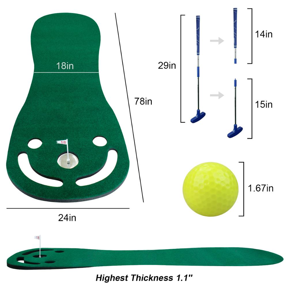 Putting Green Mats Set for Golf Putting Use Included 1 Putter &amp; 3 Balls Training Aid Put Cup &amp; Flags Indoor Outdoor Training Mat