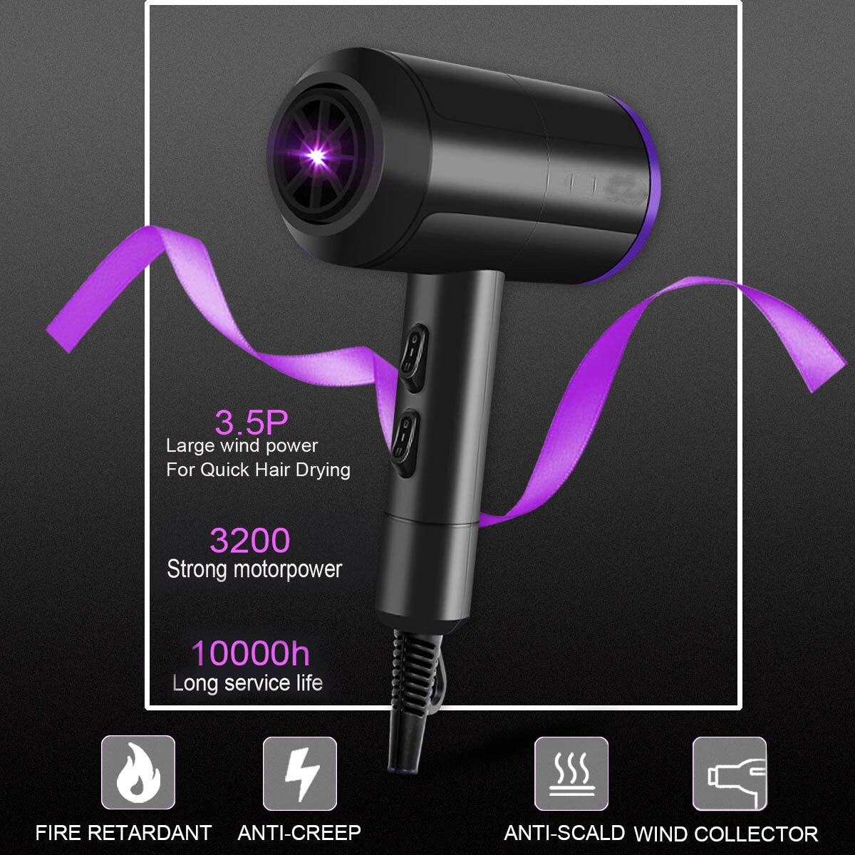 3200W Strong Power Electric Hair Dryer Ionic /cold Wind Blow Dryer Salon Equipment Low Noise Bowdryer