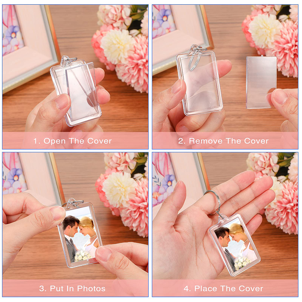 Tomma nyckelringar fotoinsats nyckelringar tomma nyckelringar i akryl dubbelsidig tom bildnyckelring