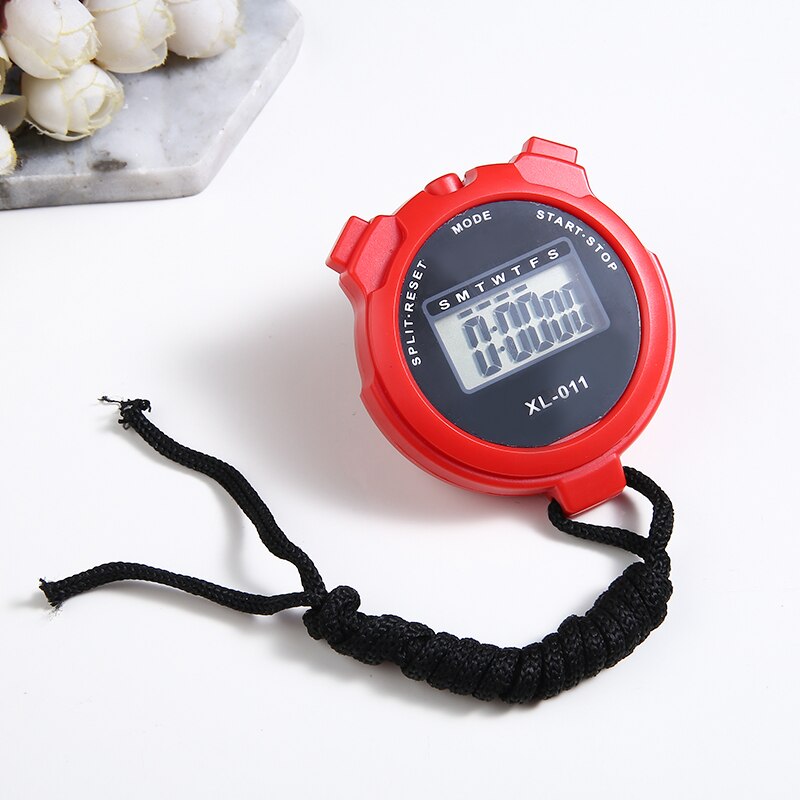 XL-011 LCD Chronograph Handheld Sports Timing Stopwatch Fitness Timer Counter Digital Display W/ Calendar Function: Red