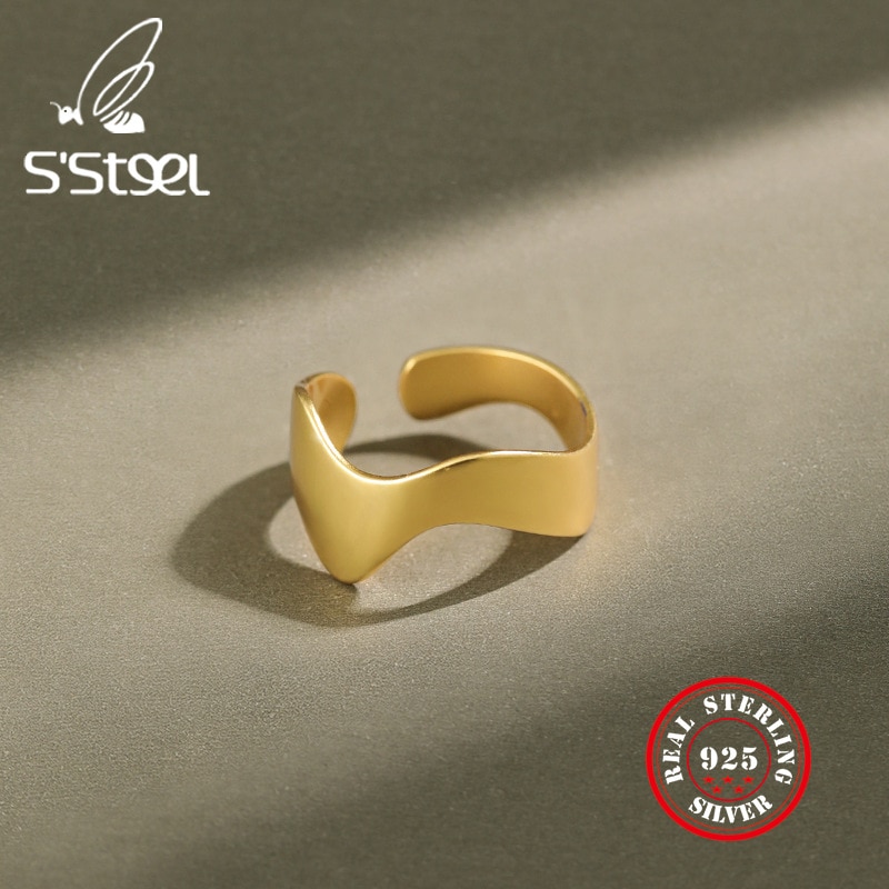 Ssteel aço ouro onda anel de noivado 925 prata esterlina anéis para mulher boho anillo plata 925 mujer acessórios jóias minimalistas