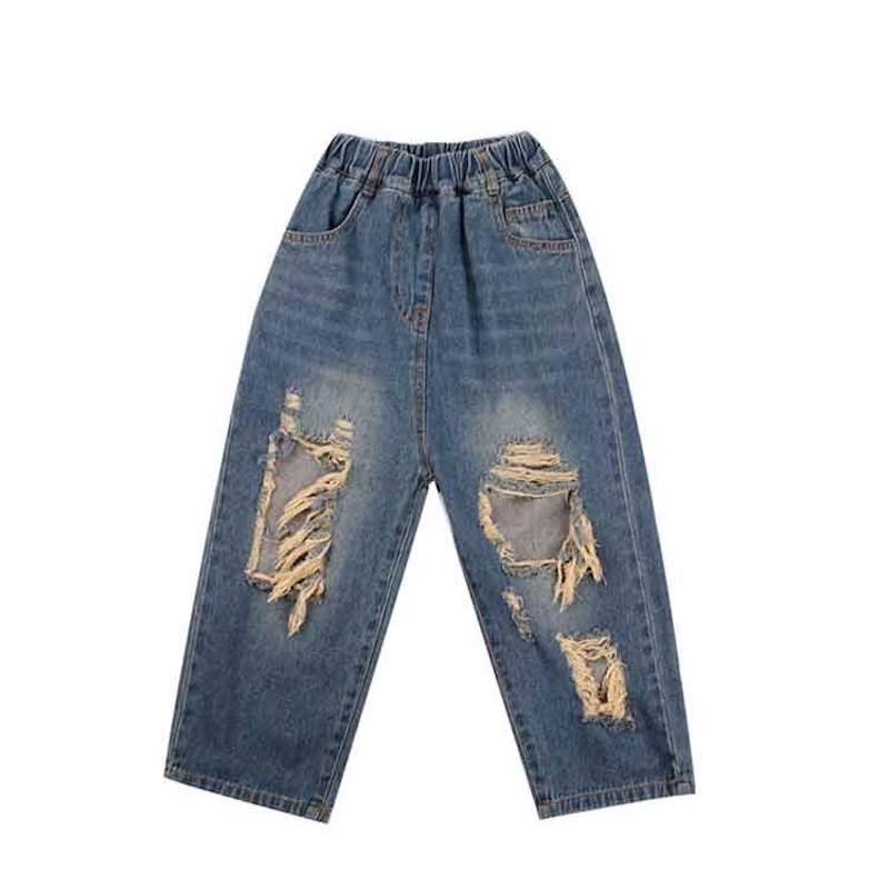 Toddler girl fall clothes 2020 fori in difficoltà jeans per bambina pantaloni scava fuori pantaloni in denim strappati bambini bambini da 3 a 8 anni: 9 for 105-110cm