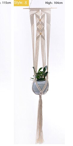Opknoping Mand Geknoopt Macrame Plant Hanger Cottonflower Mand Lifting Touw Opknoping Mand Bloempot Houder Balkon Tuin Decoratie: 8