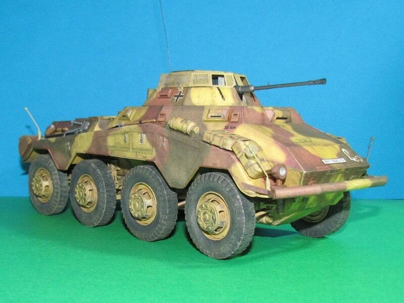 1:25 skala tyskland sdkfz 234-1 lehr pansret bil diy håndværk papir model kit puslespil håndlavet legetøj diy