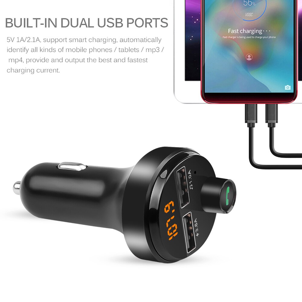 TF Udisk V5.0 FM transmetteur modulateur Bluetooth mains libres voiture Kit lecteur MP3 3.6A double USB voiture téléphone chargeur Mini universel 617
