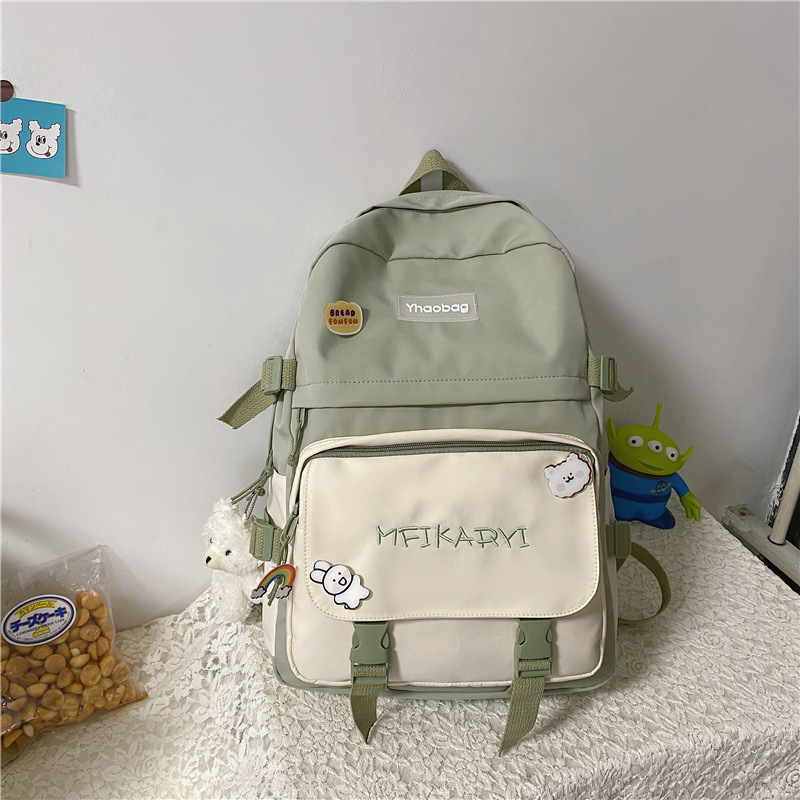 Zaini di grande capacità per donne borsa Preppy per studenti Kawaii per ragazze adolescenti borsa da viaggio per scuola dolce impermeabile New Mochilas: Green
