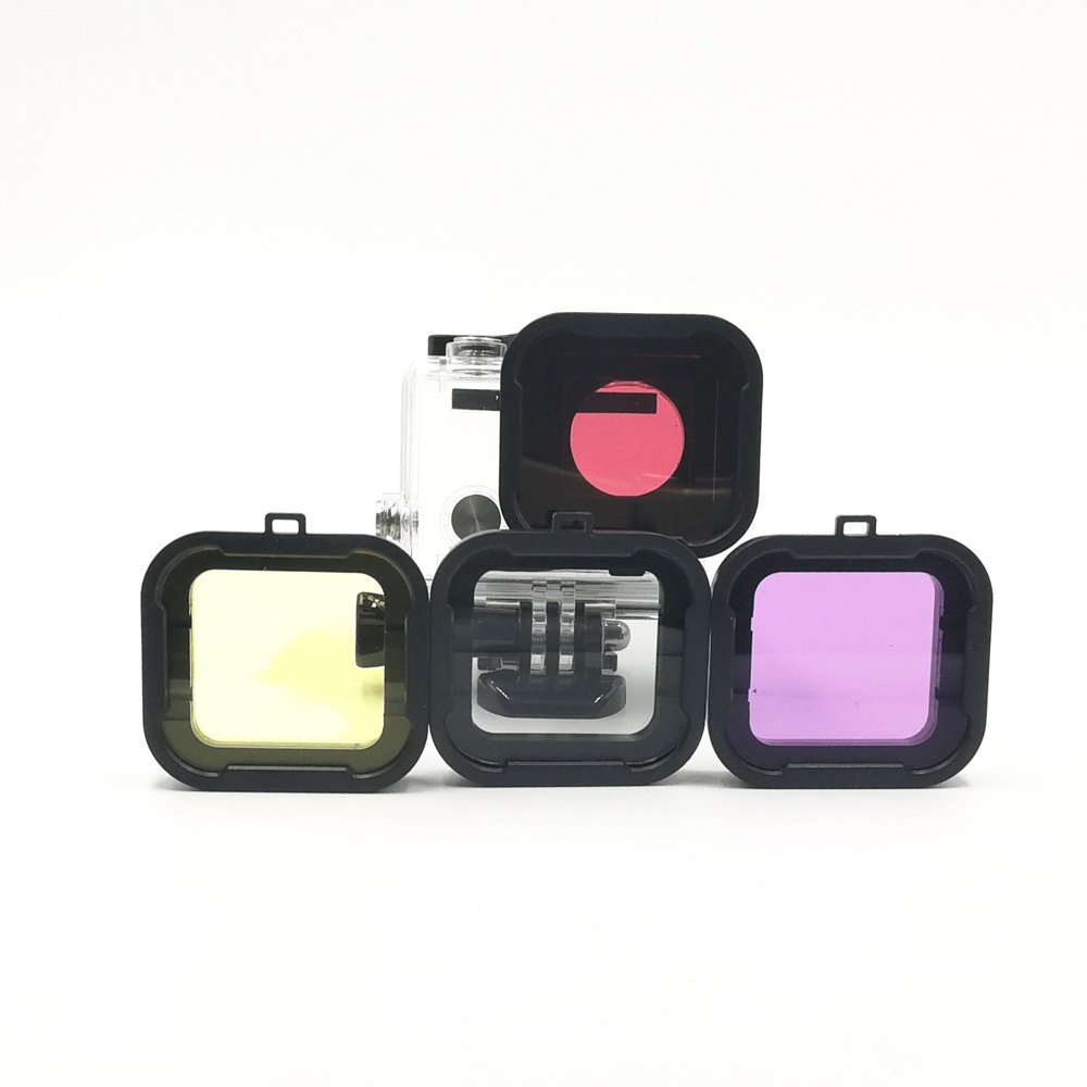 4 Stuks Geel Rood Paars Grijs Onderwater Duiken Filter Voor Gopro Hero 4 3 +