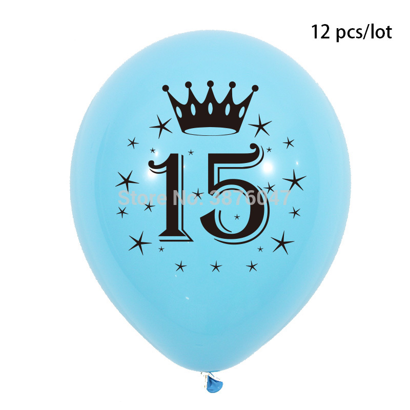 12 Stks/partij 11 12 13 14 15 Jaar Verjaardag Ballon Kids Jongen Meisje Verjaardagsfeestje Decoraties Gelukkige Verjaardag Verjaardag Ballonnen: Blue 15