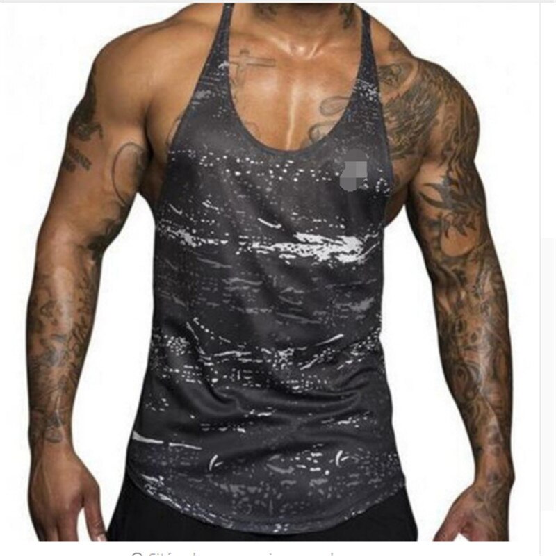 Løbekompressions-tanktops til mænd ærmeløse fitness-vest til mænd sport træningsvest mænd jogging toppe muskel undertrøje top: Sort / L