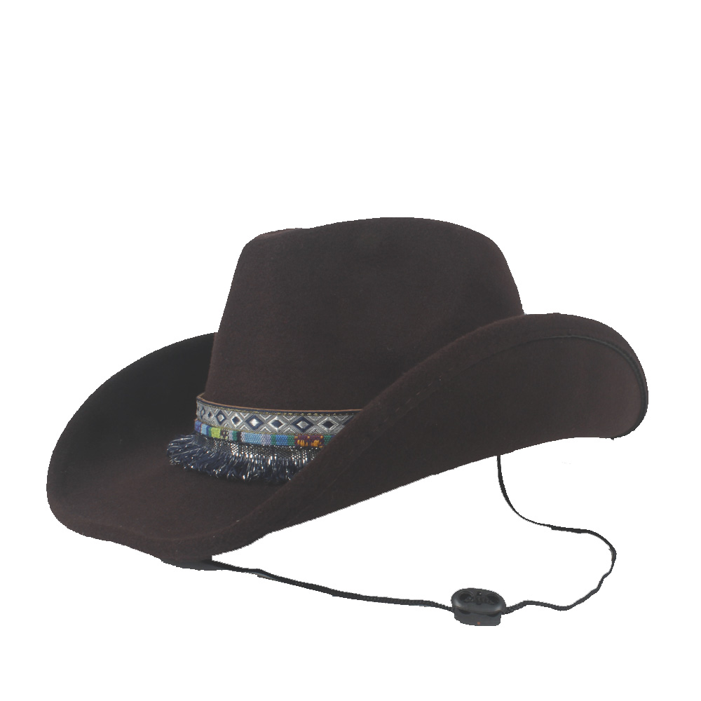 Kvinder uld hule vestlige cowboy hat bred skygge dame kvast outblack fedora sombrero hombre jazz cap: Kaffe