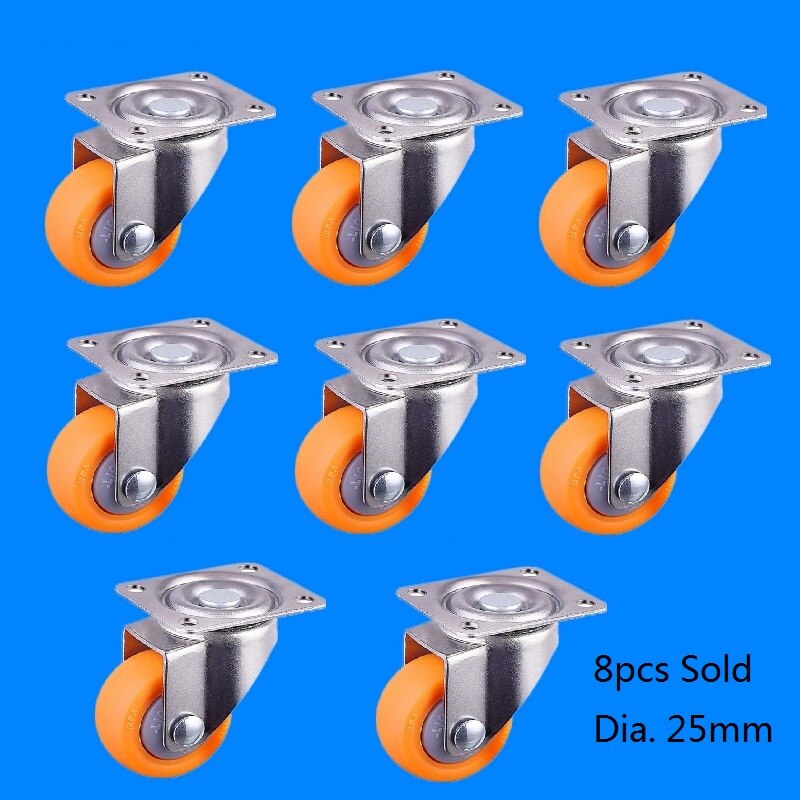 25mm 13kg Nylon Swivel Casters Wheels for Trolley Flight Case Furniture 8pcs Set