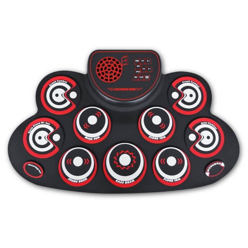 Ensemble de batterie lectronique, coussin de batterie pratique, Kit de batterie portable avec prise casque, haut-parleur intégré, bâtons de batterie, d&#39;anniversaire pour enfant