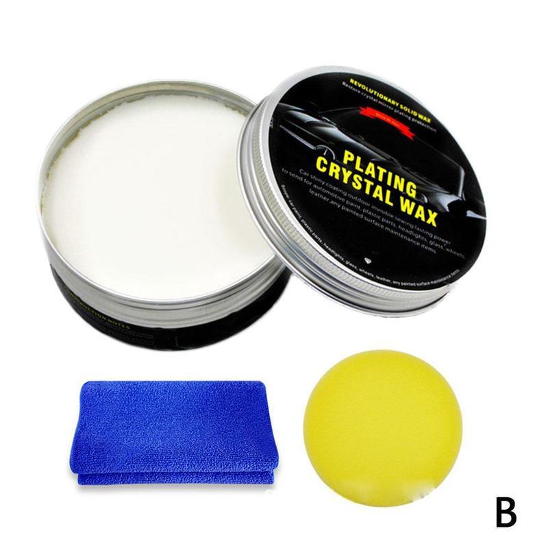 Auto Wax Crystal Plating Set Hard Glossy Carnaubawas Paint Care Coating Kleine Kras Reparatie Onderhoud Met Spons Handdoek: B