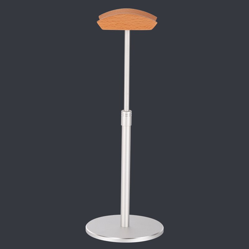 JINSERTA Aluminum Alloy Headphone Holder Up and Down Adjustable Headset Stand Bracket Display Shelf Wooden Desktop Hanger: Silver - beech