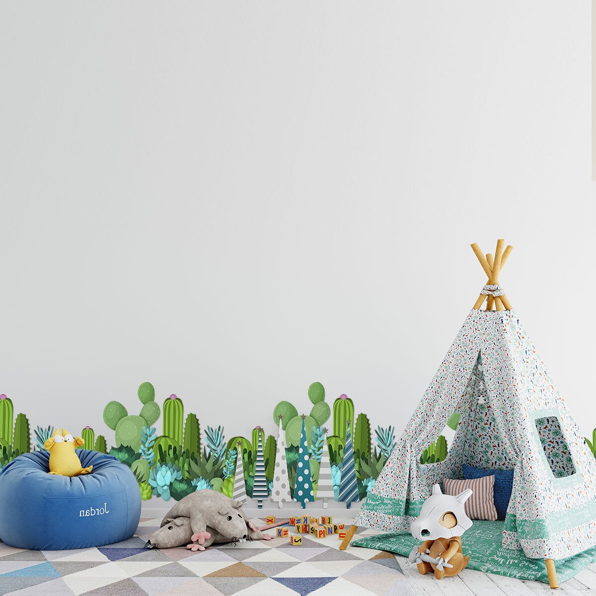 Cactus Succulent Plant Wall Sticker Border Decal Vinyl Mural Girls Nursery Decor