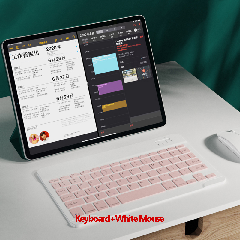 Klawiatura i mysz Bluetooth uniwersalna klawiatura telefonu dla ipada Samsung tabela bezprzewodowa klawiatura myszy akumulator Ultra cienki: one set pink