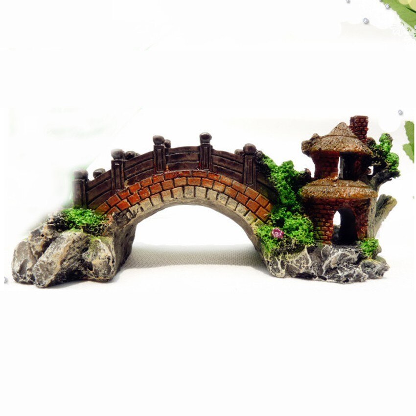 Aquarium Hars Brug Landschap Fish Tank Ornamenten Pavilion Boom Decoratie Hars Boom Voor Aquarium Aquarium Decoratie