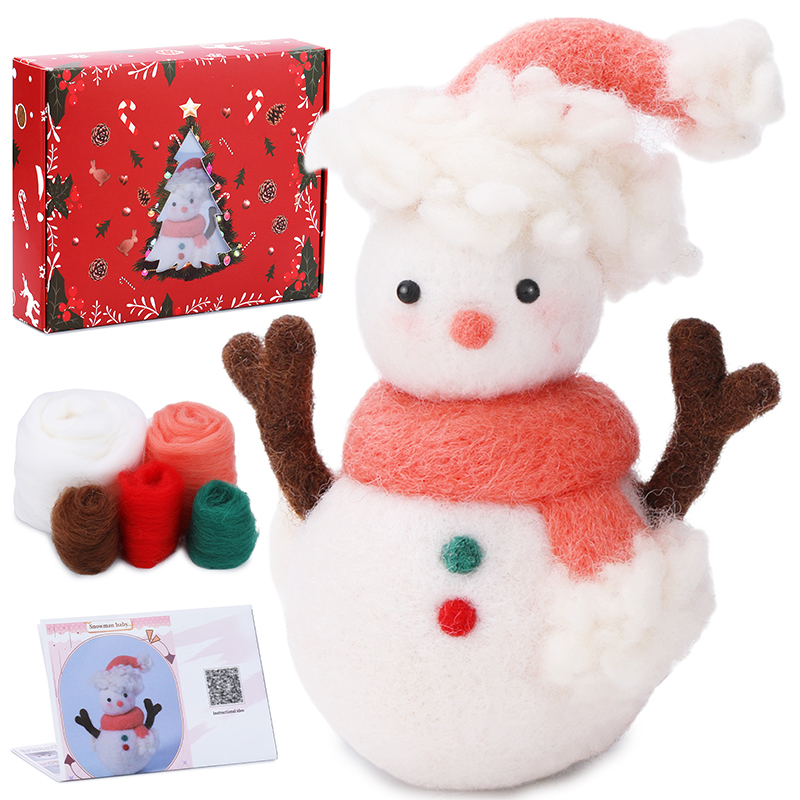 KRABALL-Kit de fieltro de lana navideña con instrucciones de aguja y caja de para hacer muñecas, accesorios artesanales hechos a mano, conjunto de herramientas: Gris oscuro