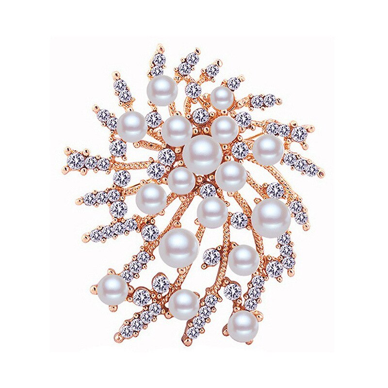 Luckydays spilla scintillante fiocco di neve invernale giallo oro rosa argento colore verde zircone spilla perla per gioielli da donna: style 8