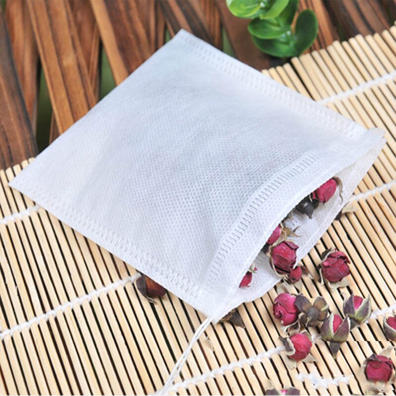 Tea Bags 100Pcs/Lot Empty Scented Drawstring Pouch Bag 5*7CM Seal Filter Cook Loose green flower Coffee Pouches Tools
