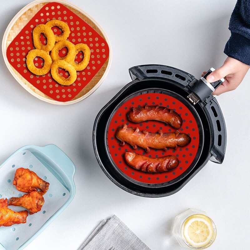 Reusable 1pc Air Fryer Square Baking Pads Food Grade Silicone Square Baking Tools Silicone Oil Mats Bun Cake Grilled Saucer