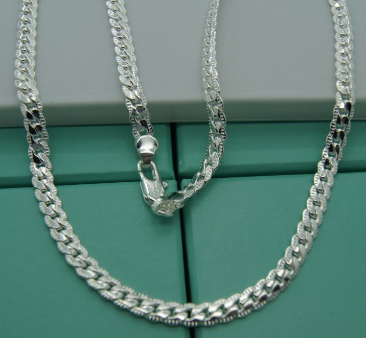 925 Silver Necklace 5MM Sideways Men&amp;Women Necklace Wedding Wedding Jewelry