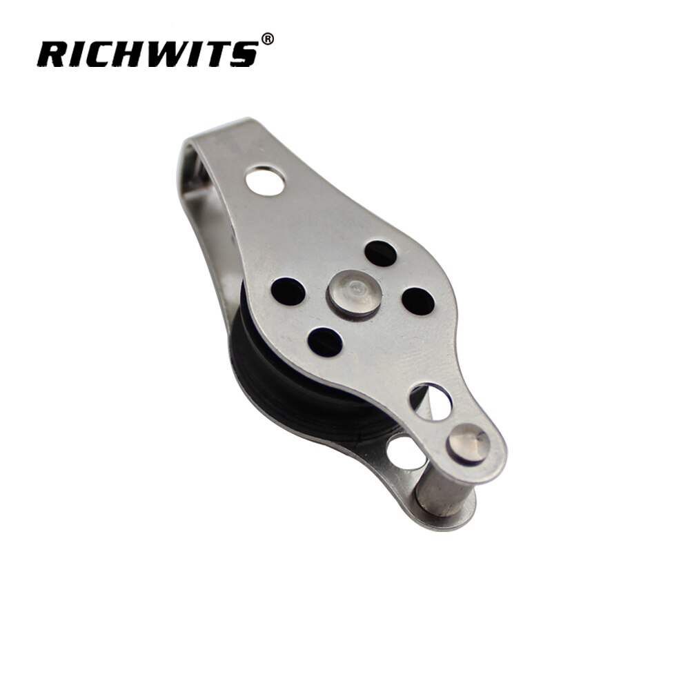 Bloque de polea de cuerda Dilwe, bloque de polea individual de acero inoxidable Kayak canoa equipo de carretilla de anclaje para navegación en barco