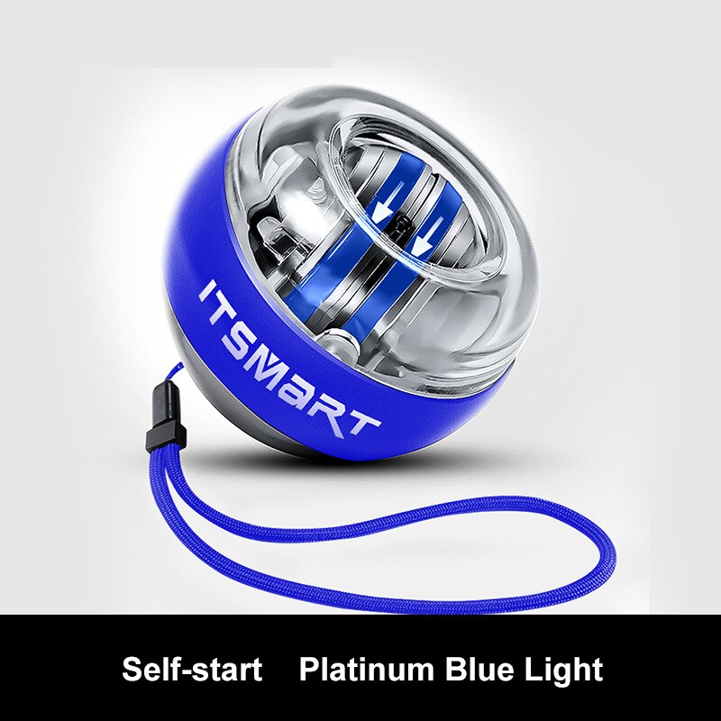 Self-Starting Gyroscope Wrist Ball Super Powerball Hand Strengthener Gyro Arm Force Trainer Muscle Relax Gym Fitness Equipment: Blue LED Light