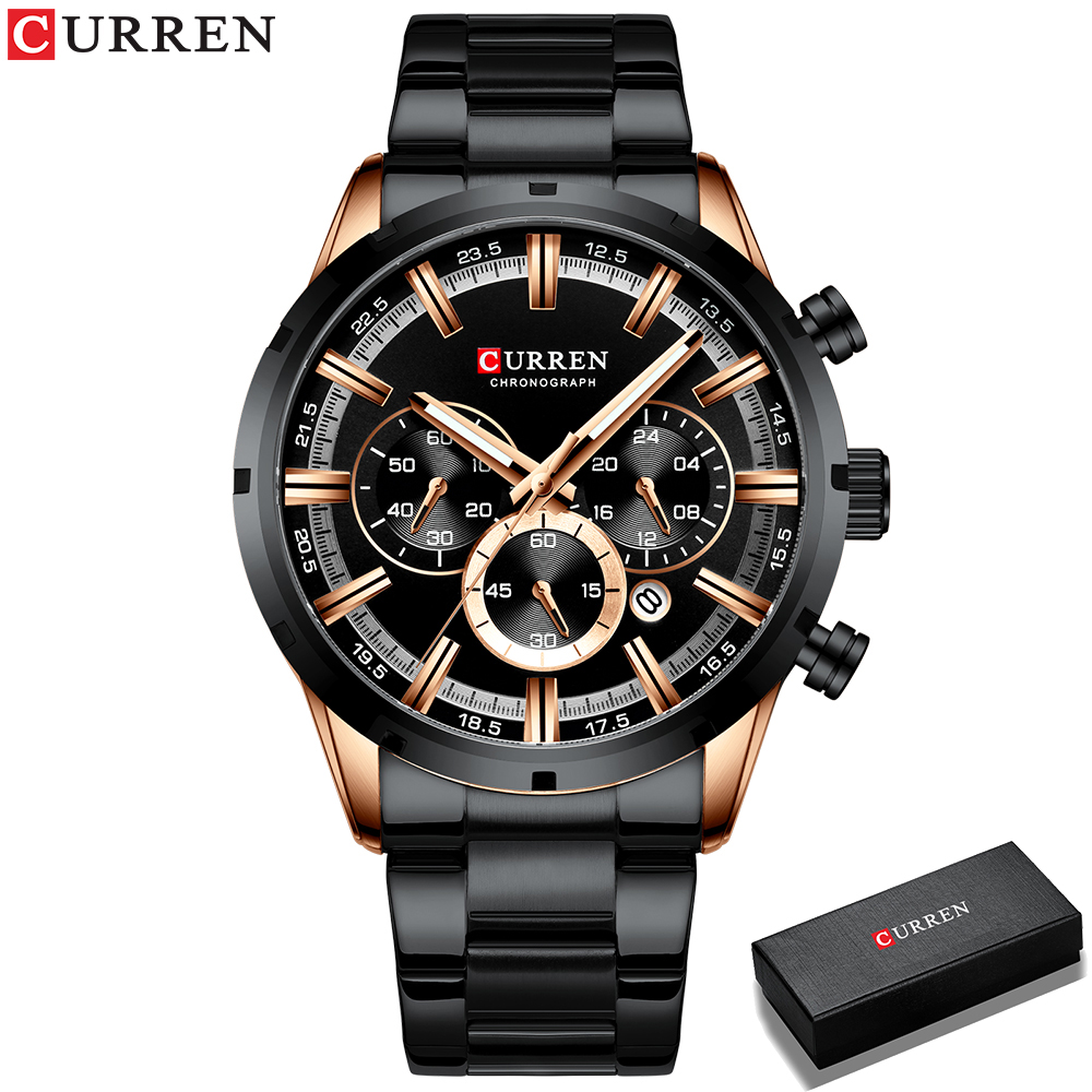 Curren Mannen Horloge Blauwe Wijzerplaat Roestvrij Stalen Band Datum Mens Business Mannelijke Horloges Waterdicht Luxe Heren Horloges Voor mannen: Multicolor