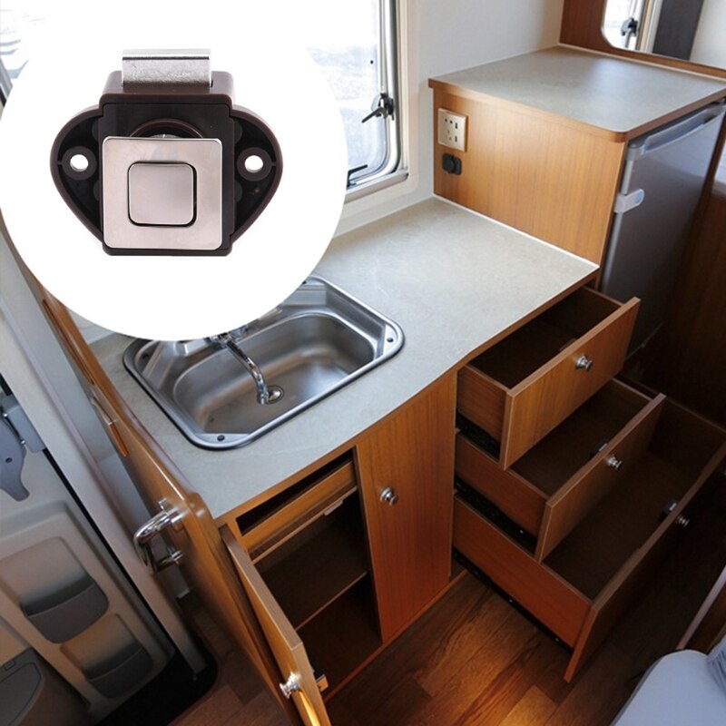 Verborgen Knop Lock Push Button Klink Rv Push Lock Zinklegering Kabinet Sloten Voor Rv Jachten Camper Camper Lade 20mm
