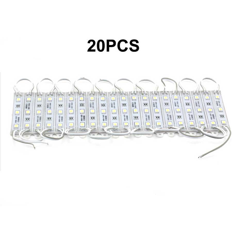 Smd 5050 led moduler lys 3 ledet  dc12v vanntett reklame skilt butikk front lys stripe lampe moduler sett hvit farge: 20 stk