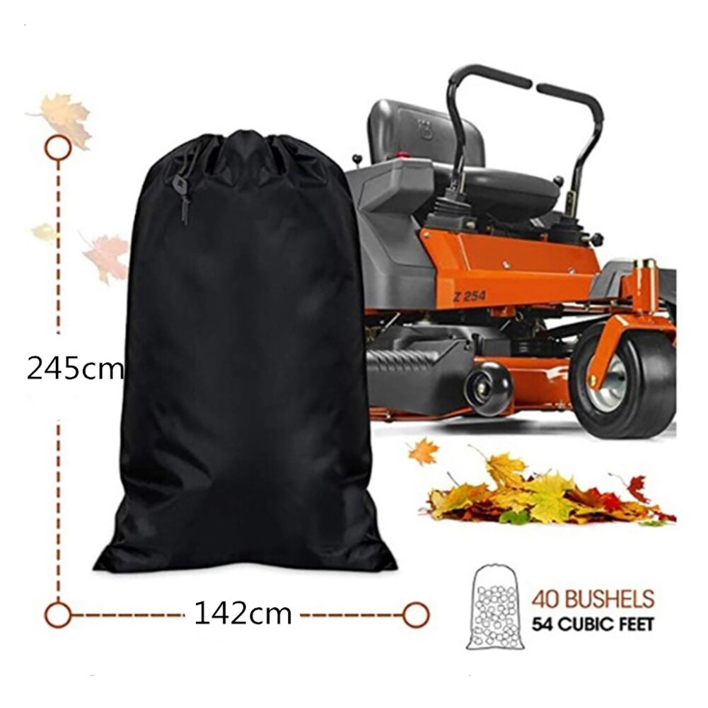 Foldable Lawn Leaves Bag Garden Lawn Tractor Leaf Bag Grass Catcher Bag Lawn Mower Bag With Chute Kit: Black