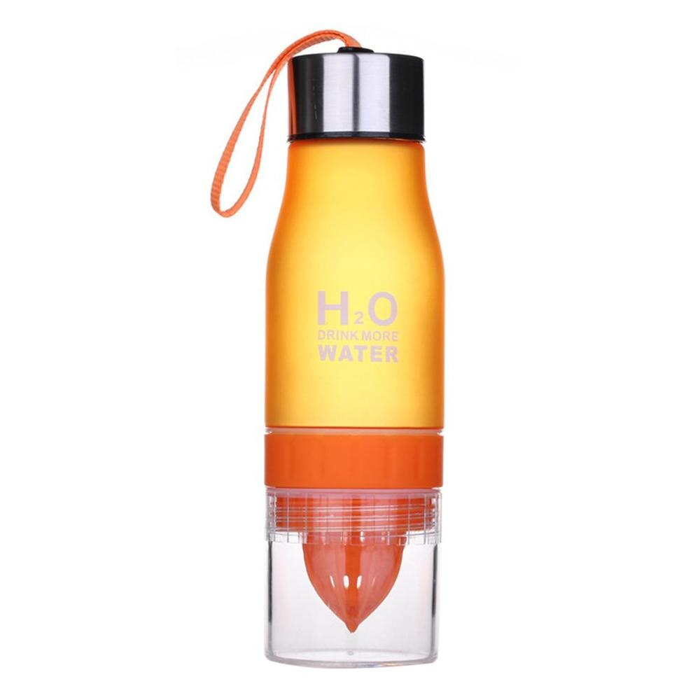 Lemon Juice Infuser Water Bottle 650ml Plastic Portable Casual Fruits Juice Cup For Water Sport Drinking Bottles Color: dark orange