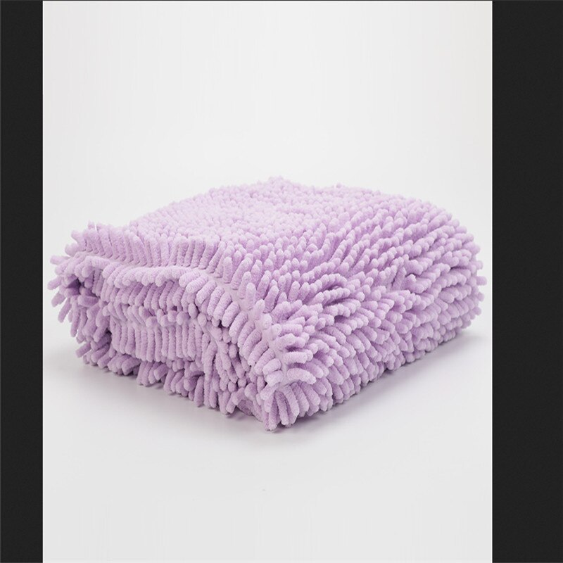 2 Colors Pet Dog Cat Grooming Drying Towel Absorbent Bath Shower Wash Cleaning Tools Home Hanging Pet Towels: Purple / S