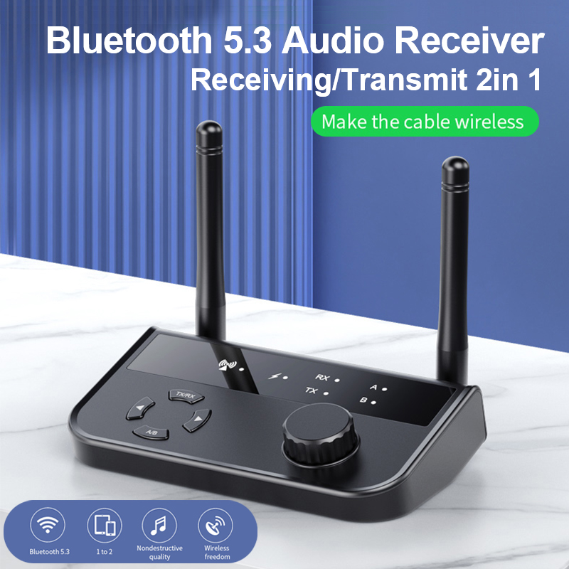 2 In 1 Bluetooth 5.3 Audio Receiver Transmitter 3.5mm Aux Jack RCA Stereo Music Wireless Adapter Dongle for TV Car PC Headphones