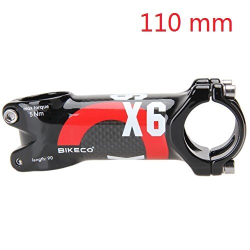 Bikeco cykel kolfiberstyrstam 3k blank superlätt kolfiber+aluminiumlegering cykel mountainbike styrstång: Röd 110mm