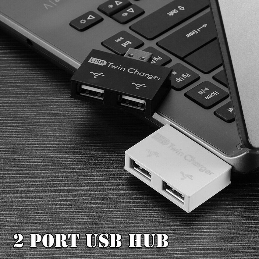 Portable Mini 2 Port USB Hub Charger Interface Splitter Hub Adapter Dual USB Charging Extender Cable for Phone Laptop Computer