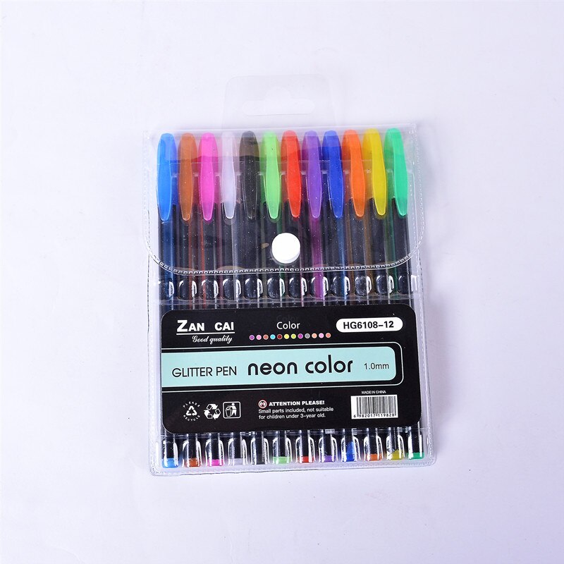 Glitter farve gel pen sæt 48/36/24/18/12 farver skole papirvarer leverandører kontor tilbehør præsenteret af kevin&amp;sasa crafts: 12 glitter farver