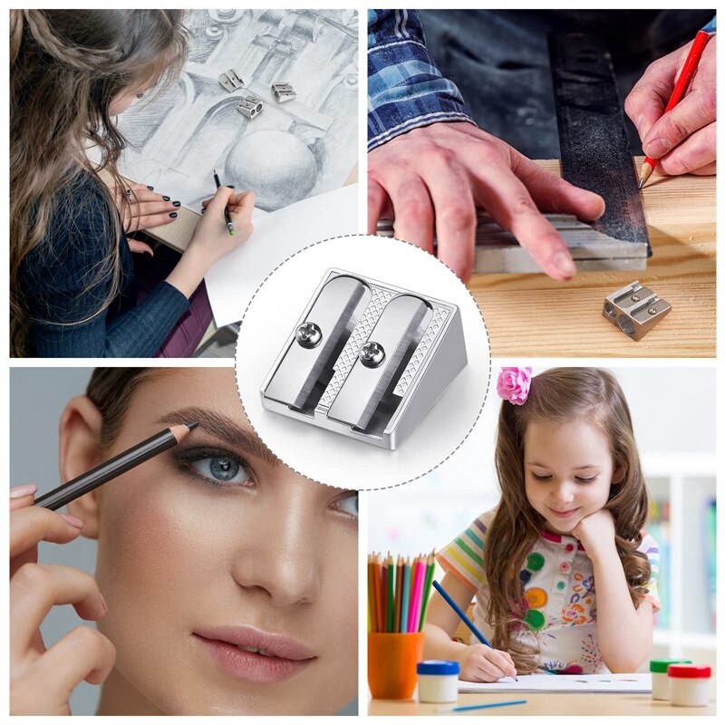 48 Pieces Handheld Metal Pencil Sharpener 2 Holes Manual Pencil Sharpeners For Graphite Pencils Supplies