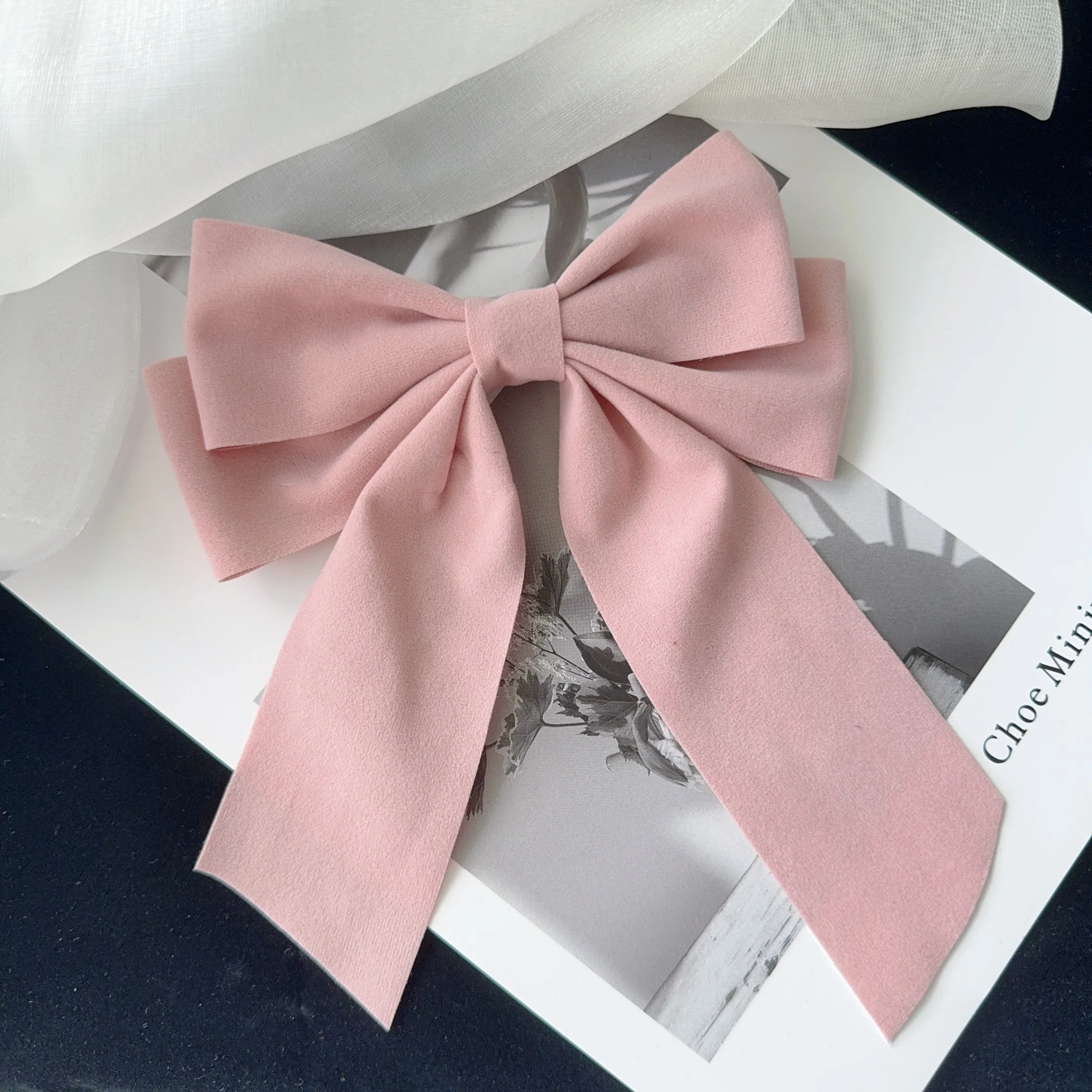 6 estilos de pinzas largas de satén con lazo grande para niñas, pinzas para el pelo para la cabeza trasera, color rojo Internet con el mismo temperamento, accesorios elegantes para el cabello