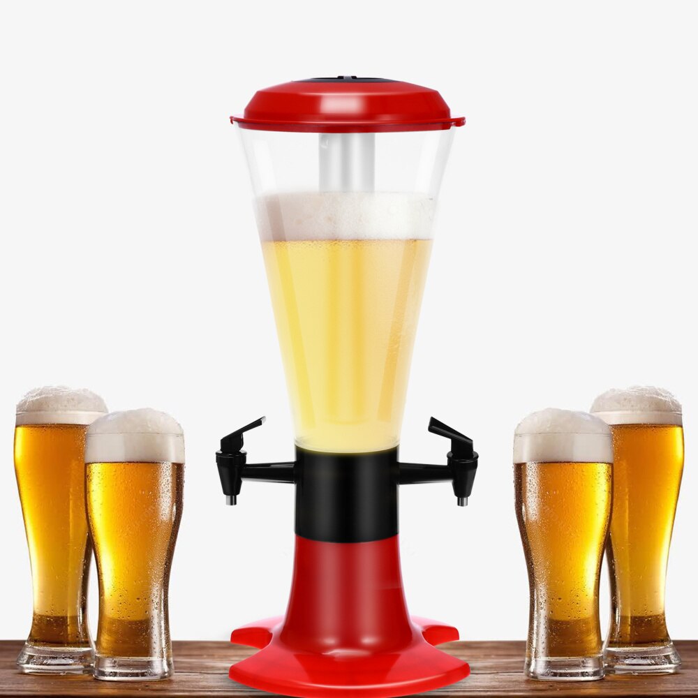 1pc Dual Beer Tower Dispenser Beverage Drink Dispenser with Lamp