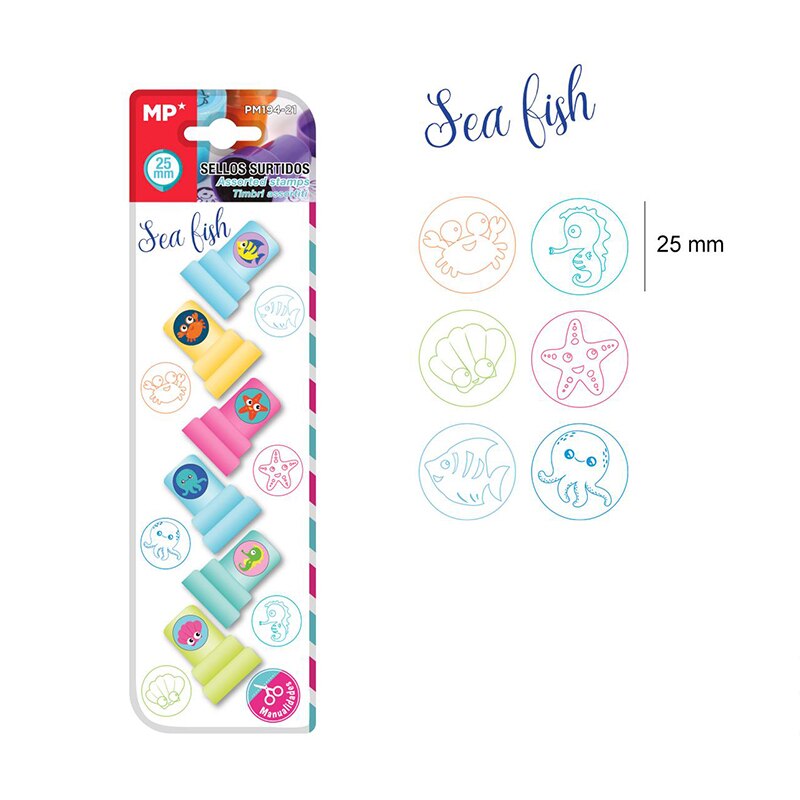 MP® Juego de Sellos de goma para Niños Infantiles Profesor Juguetes Estampar Dibujos Animalitos Frutas Sonrisa Corazon Estrellas Premios de Recompensa 10 Series de Diseños 6 Uds