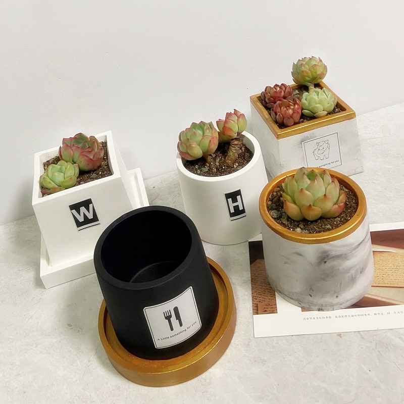 Round Square Flower Pot Concrete Planter Molds DIY Plaster Home Decor Succulent Plants Cement Clay Crafts Silicone Mould