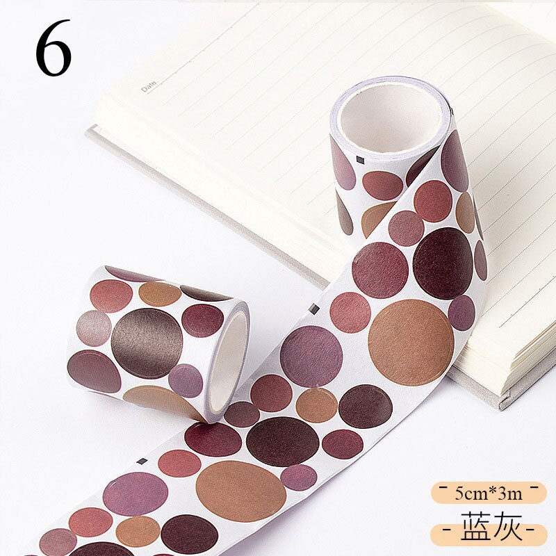 5cm*3m Colored Round Washi Tape Kawaii Dots Label Masking Tape Decorative Adhesive Tape Sticker Scrapbooking Sealing Stationery